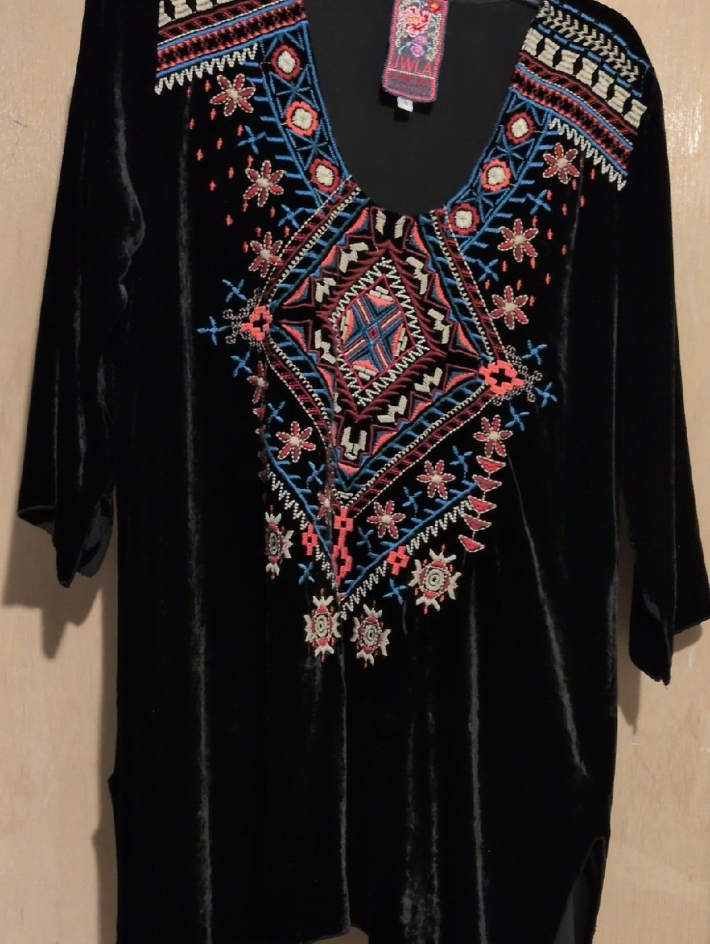 WILA Black Velvet Tunic with Multicolor Embroidery